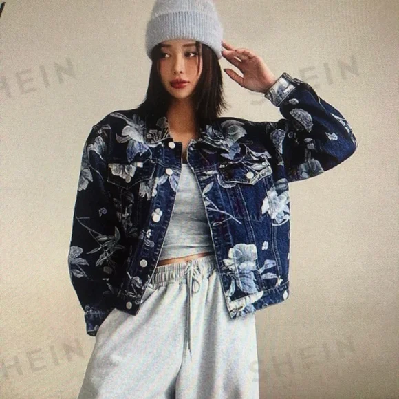 SHEIN Jackets Coats Shein Floral Jean Jacket Poshmark
